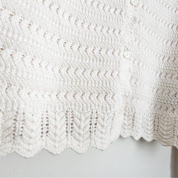 Abercrombie & Fitch off white cotton crochet knit sweater cardigan - Picture 4 of 8